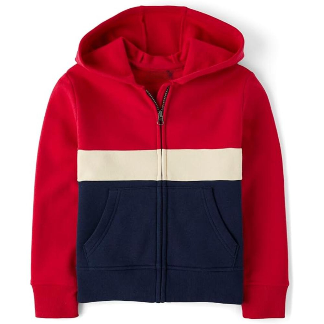 Long Sleeve Hooded Full Zip Front Sweatshirt For Boy