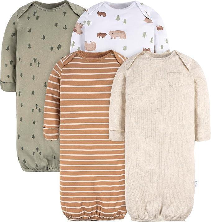 Pack Of 4 Sleeper Gowns For Baby With Cool Graphics-Diaper Reusable