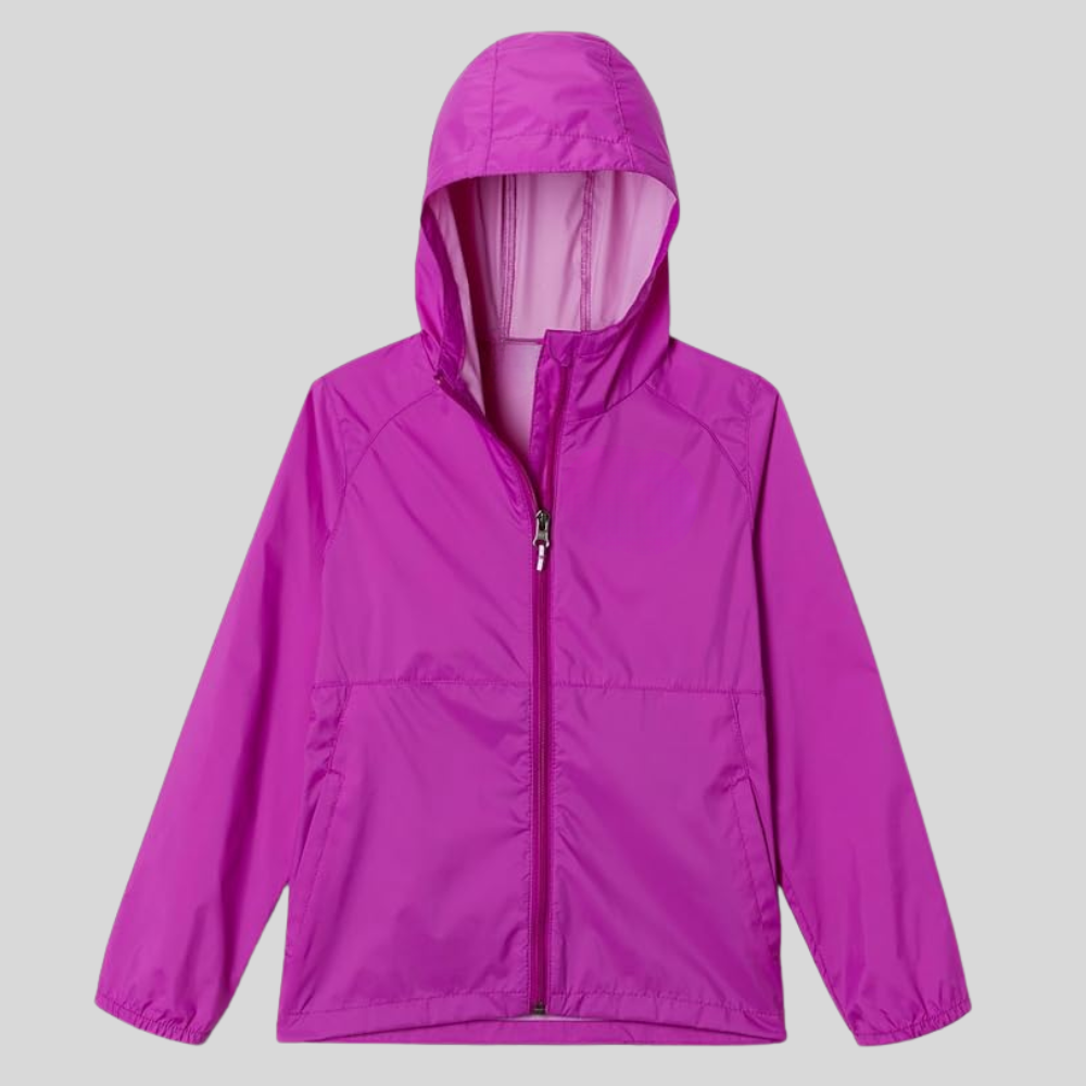 Girls Waterproof Hooded Rain Jacket Lightweight Nylon Coat