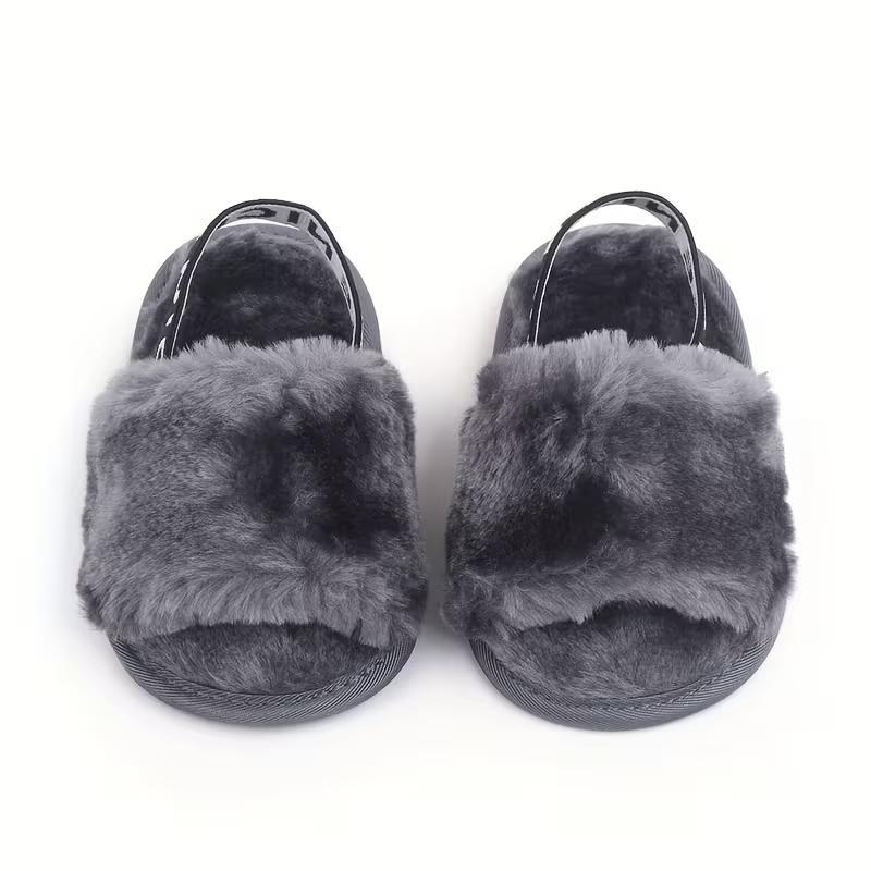 Slip On Furry Sandals For Girls
