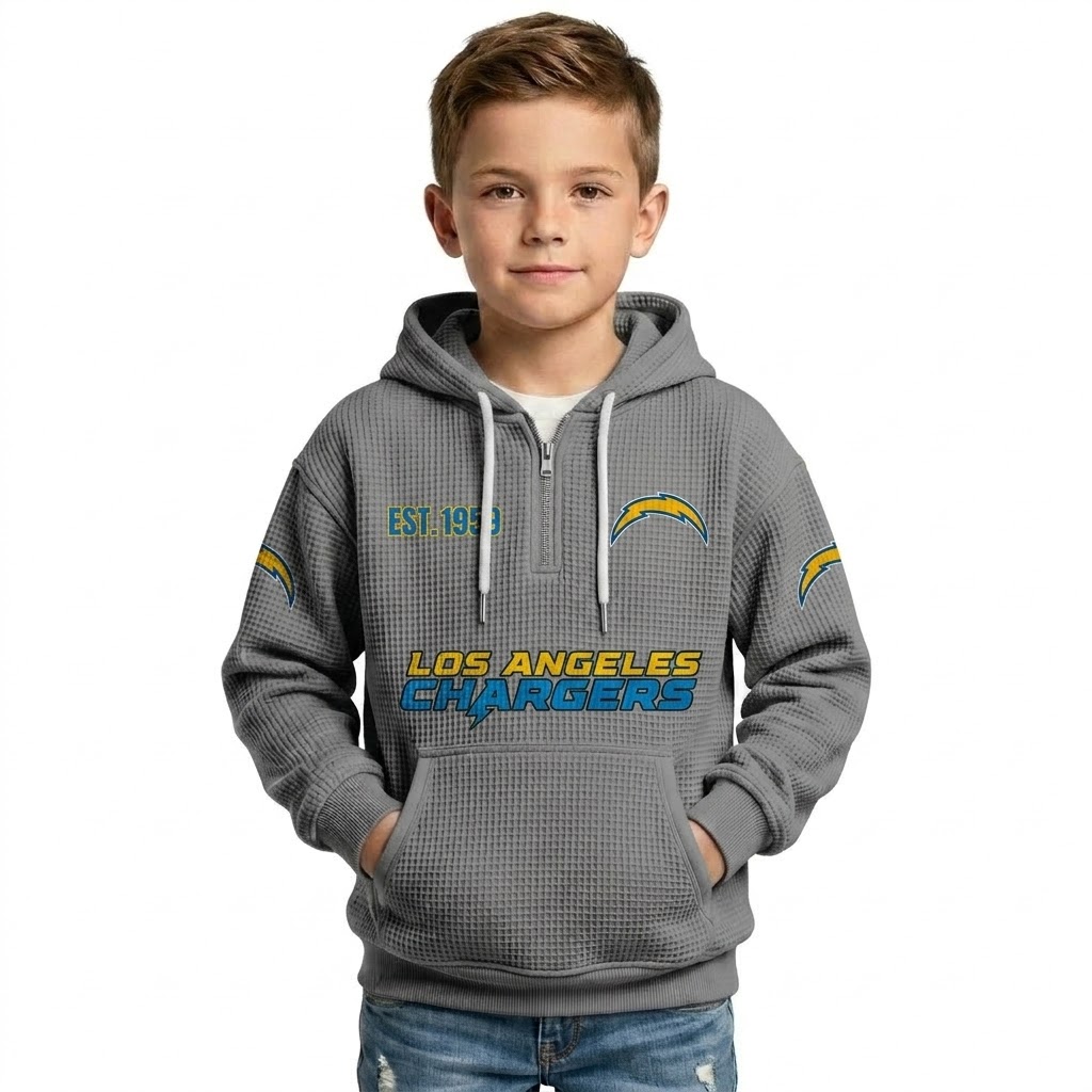 Los Angeles Chargers Themed Quarter Zip Hoodie For Kids
