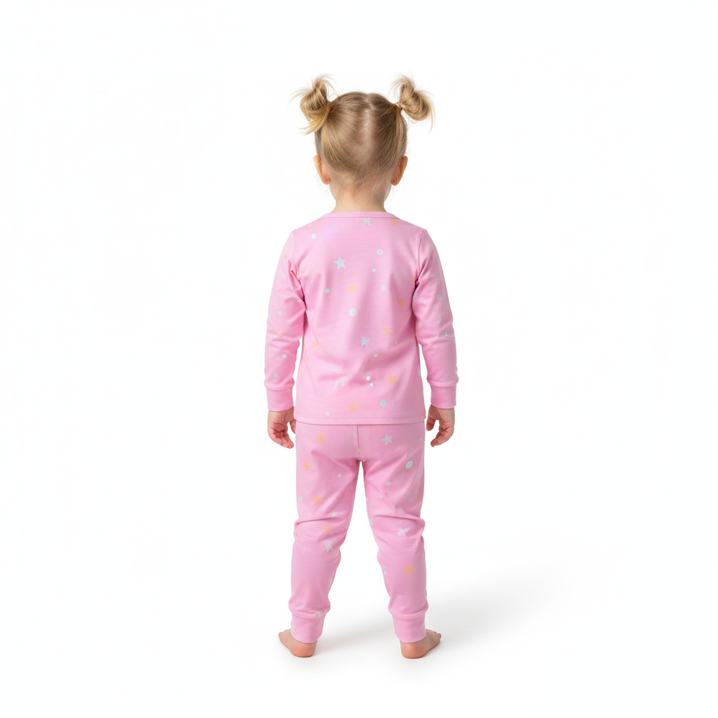 Moon Rocket Print Pajama Set For Girls