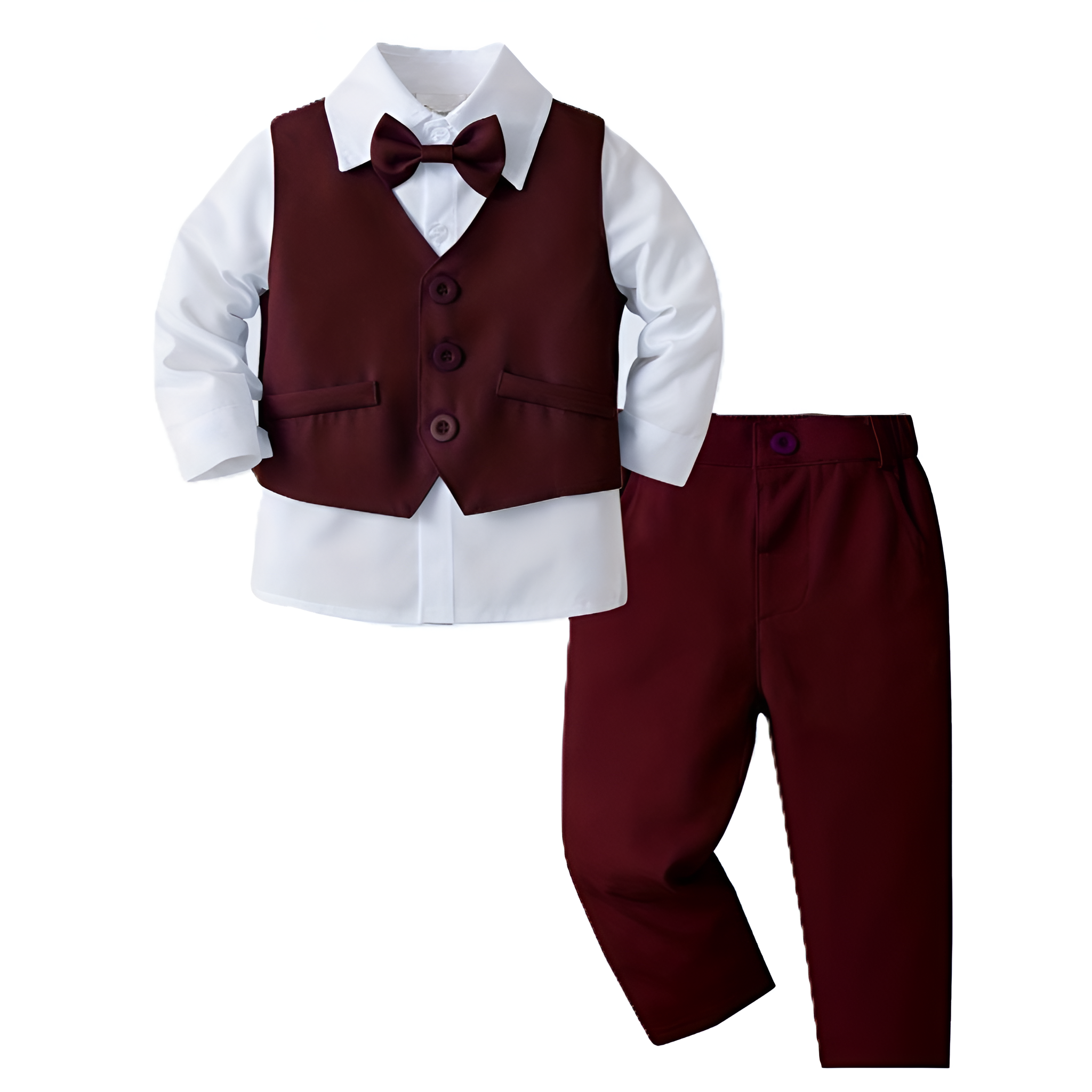 Long Sleeve Shirt With Vest And Trousers Set For Boys