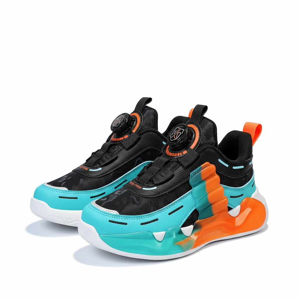 Casual Mesh Sneakers With EVA Sole And Dial Closure For Boys