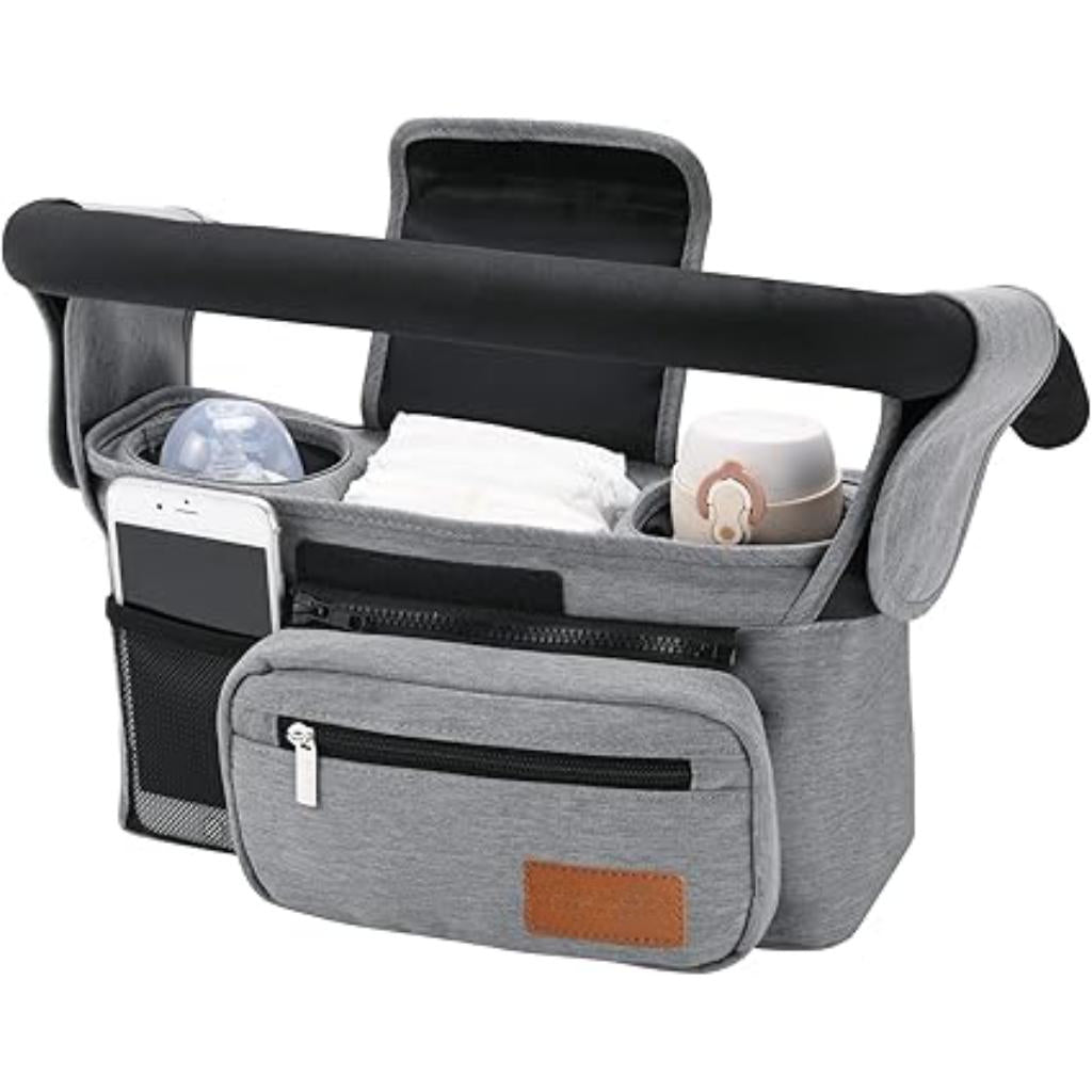 Stroller Storage Organizer With Zipper Pockets-Diaper Reusable