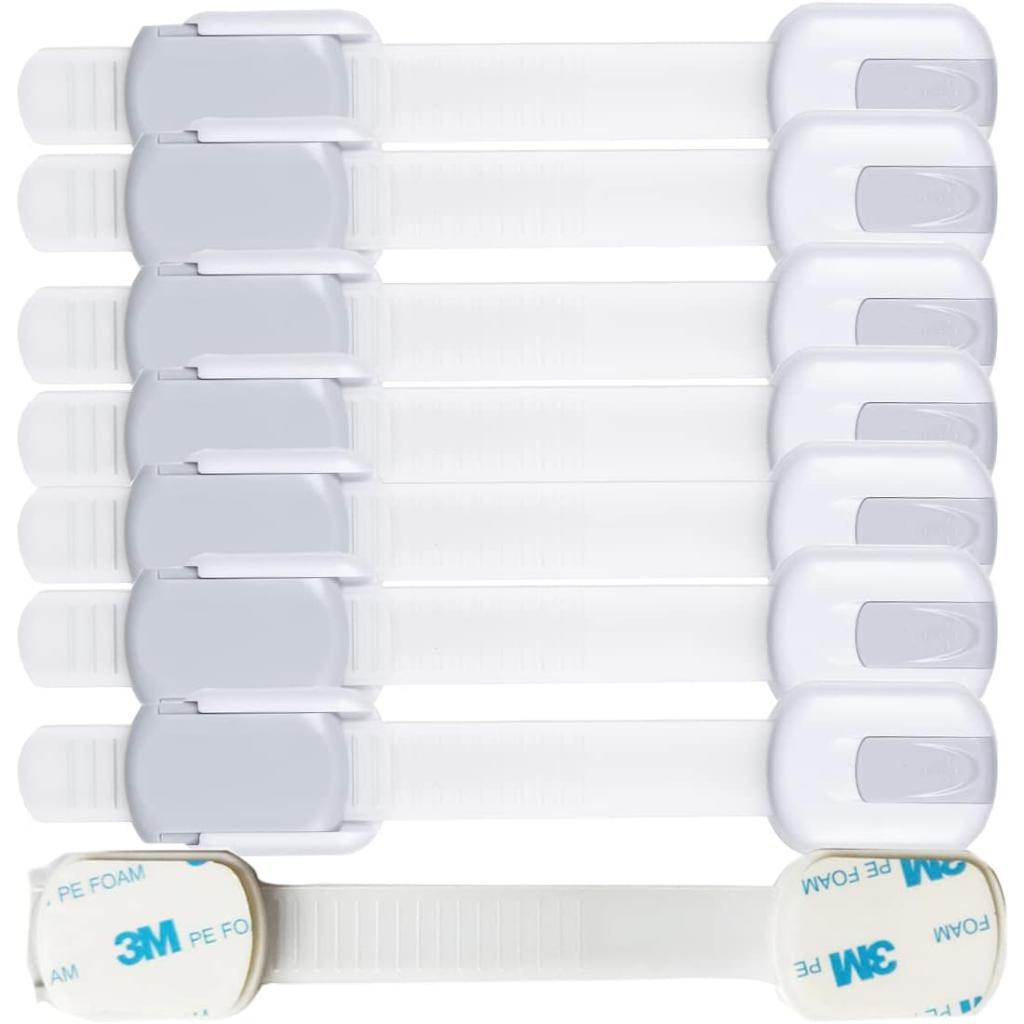 Adjustable Drawer And Cabinet Locks With Pack Of 8 Child Safety-Diaper Reusable