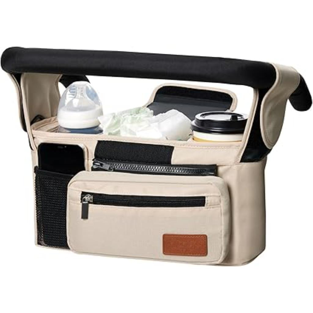 Stroller Storage Organizer With Zipper Pockets-Diaper Reusable