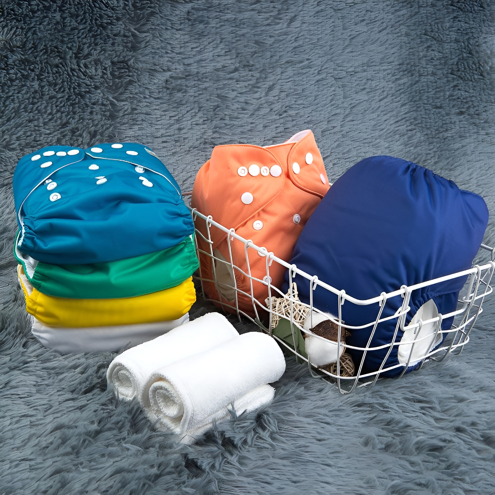 Adjustable Washable Reusable Baby Cloth Diapers For Baby with 6 Pack and 12 Inserts