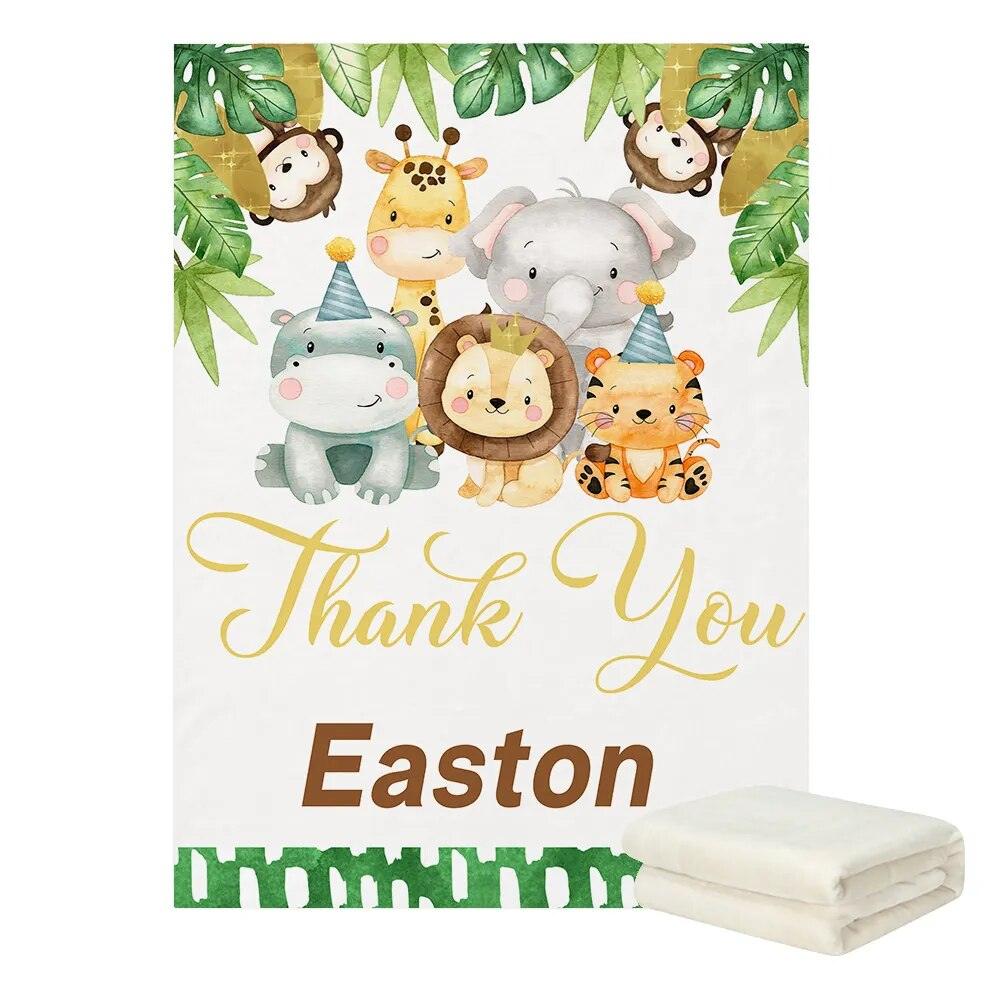 Custom Name Jungle Animals Baby Blanket-Diaper Reusable