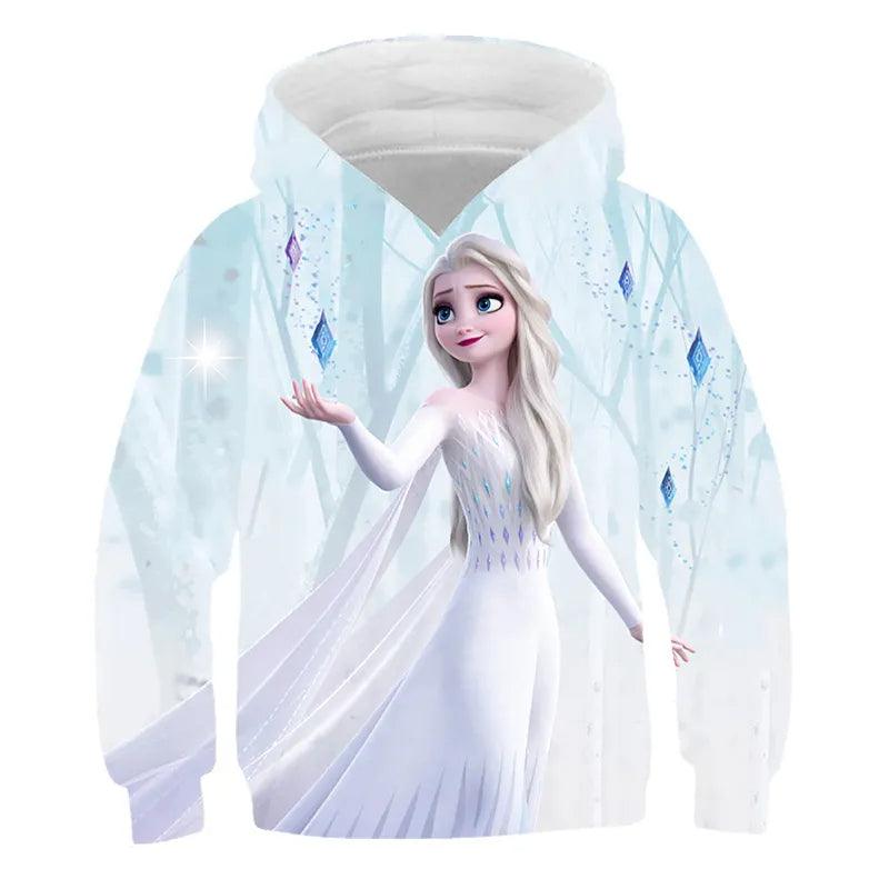 Autumn Frozen Anna And Elsa Princess Printed Hoodie-Diaper Reusable