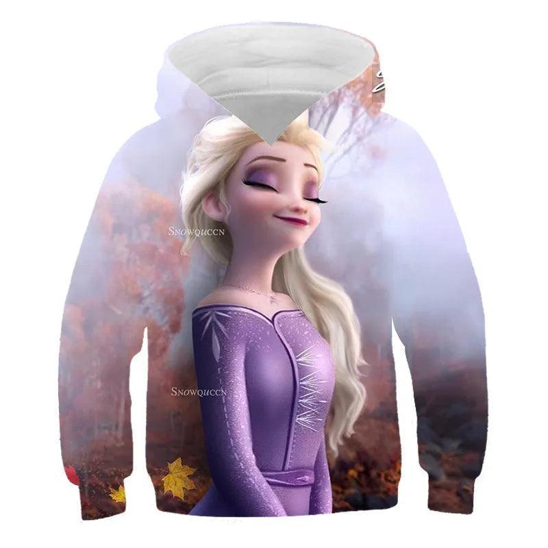 Autumn Frozen Anna And Elsa Princess Printed Hoodie-Diaper Reusable