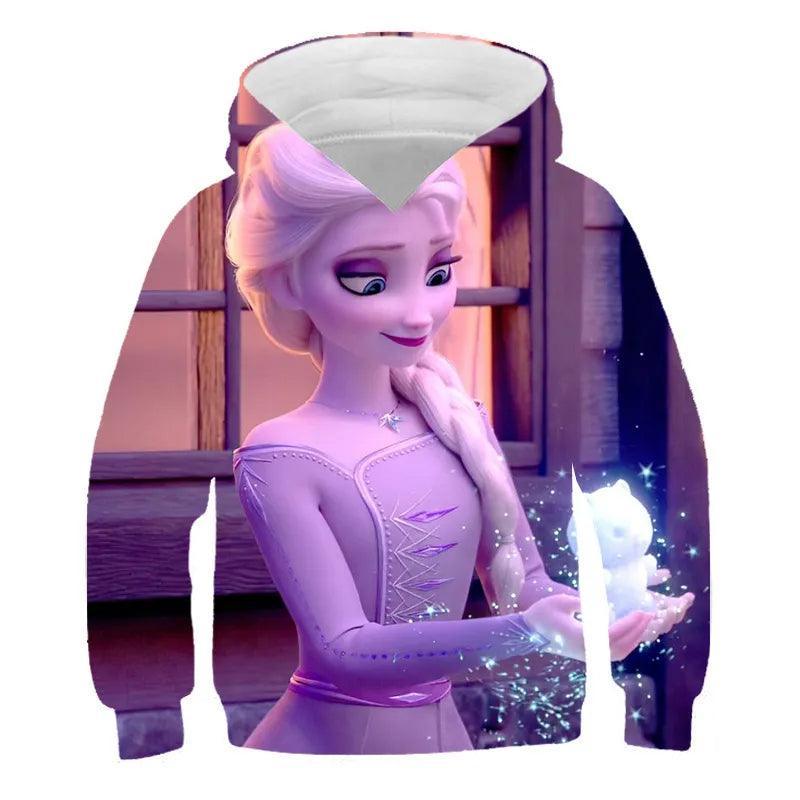 Autumn Frozen Anna And Elsa Princess Printed Hoodie-Diaper Reusable