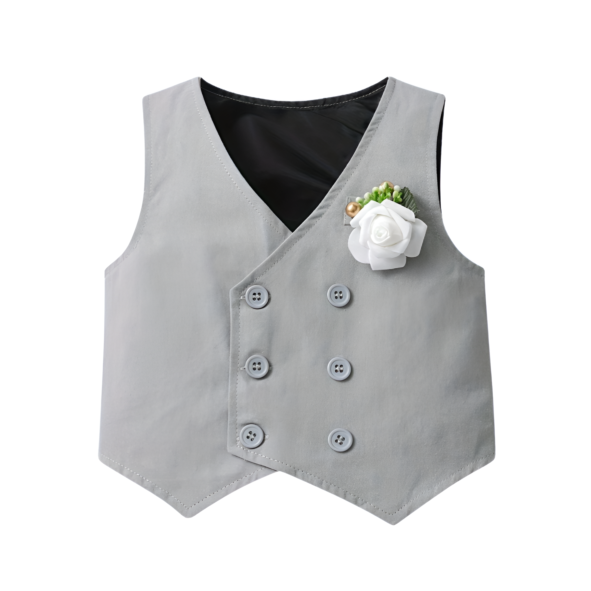 3 Piece Gentleman Suit With Shirt Vest Pants And Bow Tie Set For Boys