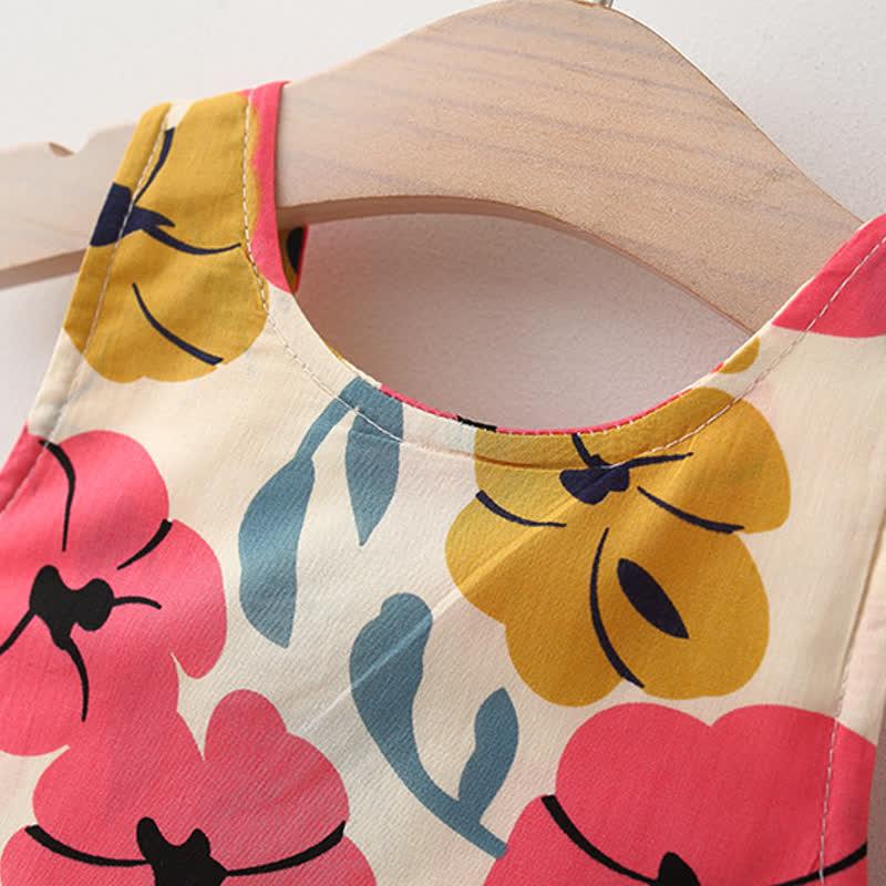 Baby Bowknot Florals Dress With Hat-Diaper Reusable