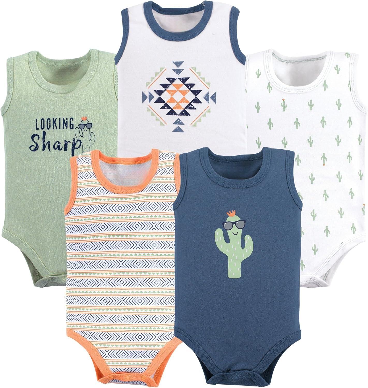 Baby Sleeveless Bodysuits Pack of 5 – Soft Cotton Everyday Essentials-Diaper Reusable