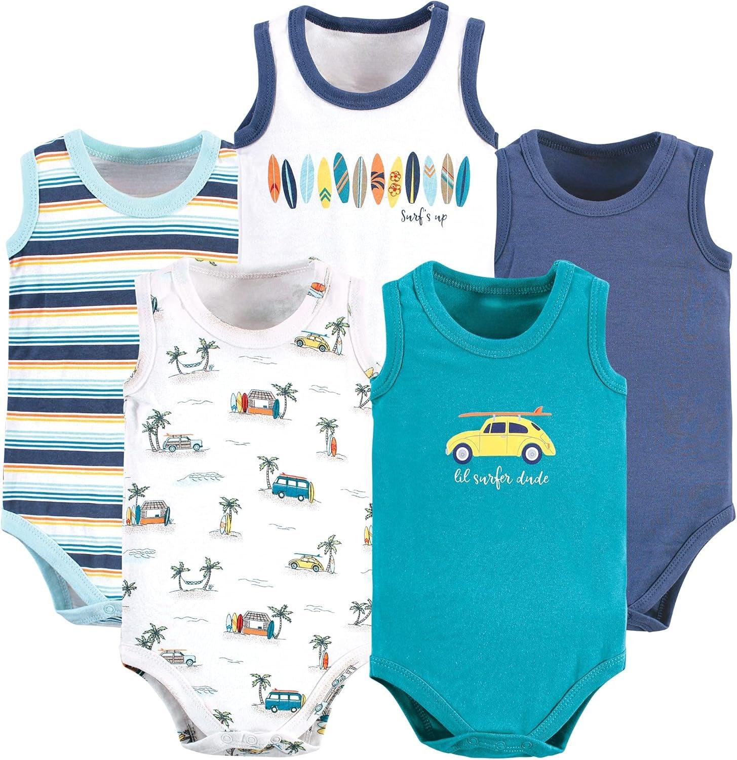 Baby Sleeveless Bodysuits Pack of 5 – Soft Cotton Everyday Essentials-Diaper Reusable