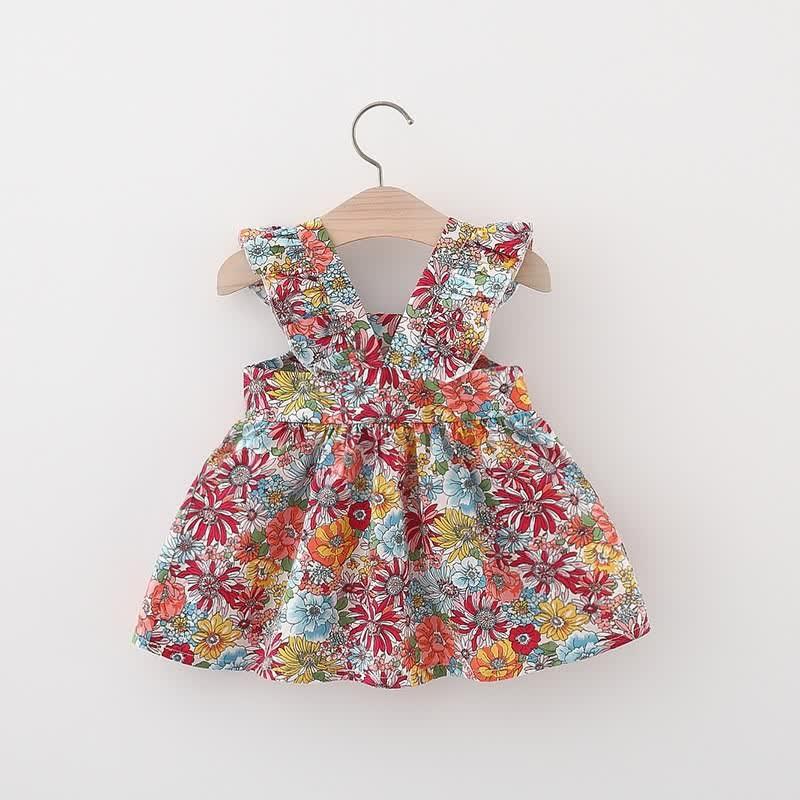Baby Ruffled Florals Dress With Bag-Diaper Reusable