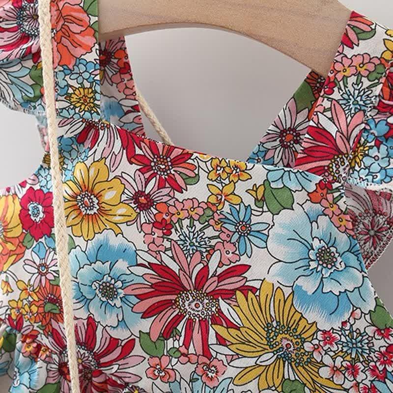 Baby Ruffled Florals Dress With Bag-Diaper Reusable