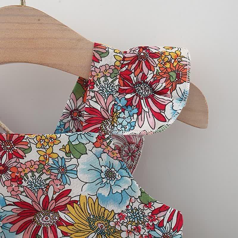 Baby Ruffled Florals Dress With Bag-Diaper Reusable