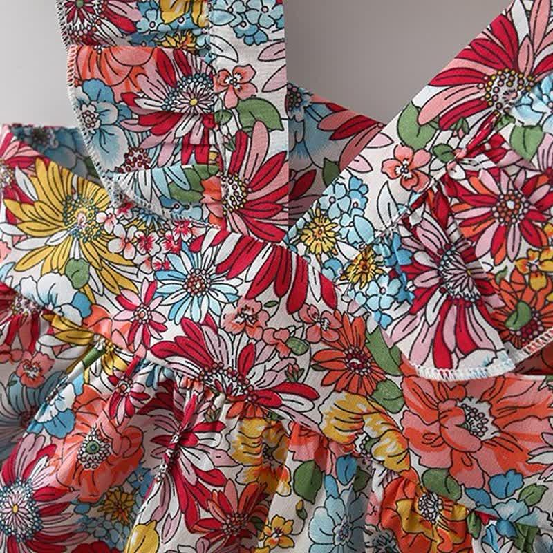 Baby Ruffled Florals Dress With Bag-Diaper Reusable