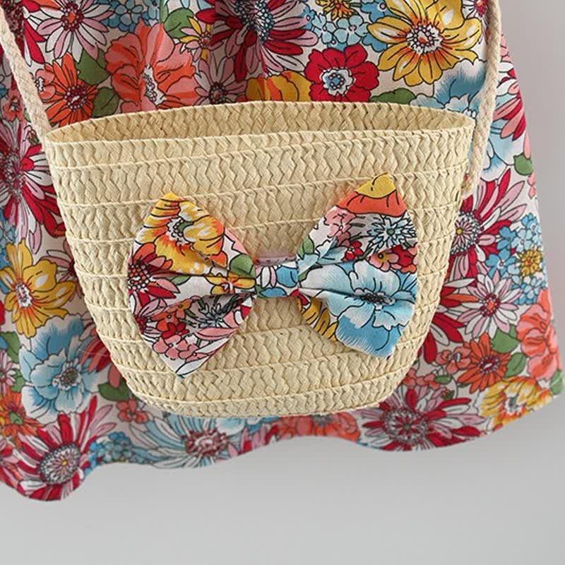 Baby Ruffled Florals Dress With Bag-Diaper Reusable