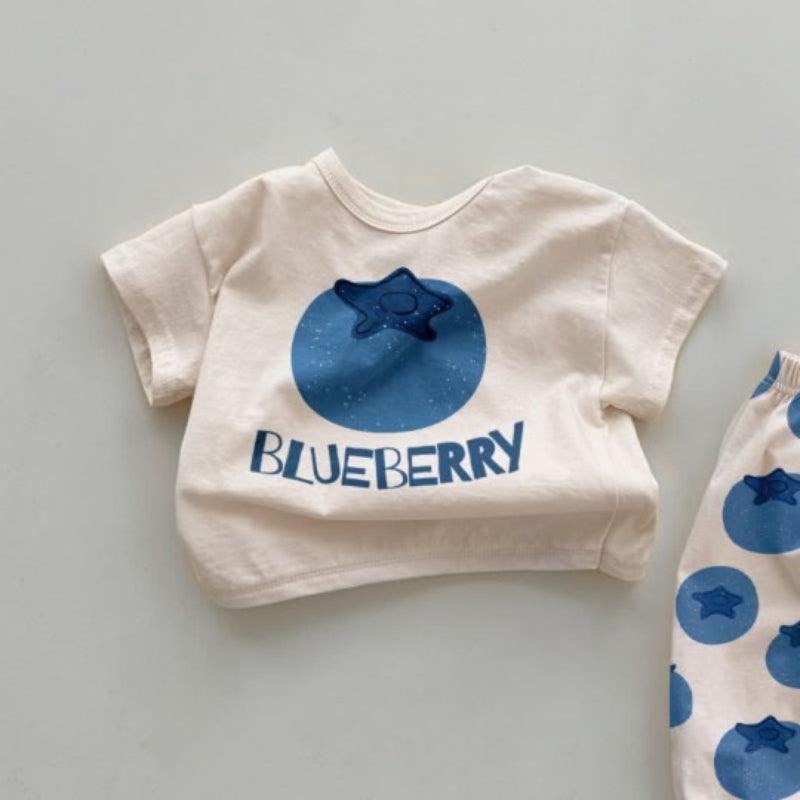Blueberry Print Baby Top And Pant Set-Diaper Reusable