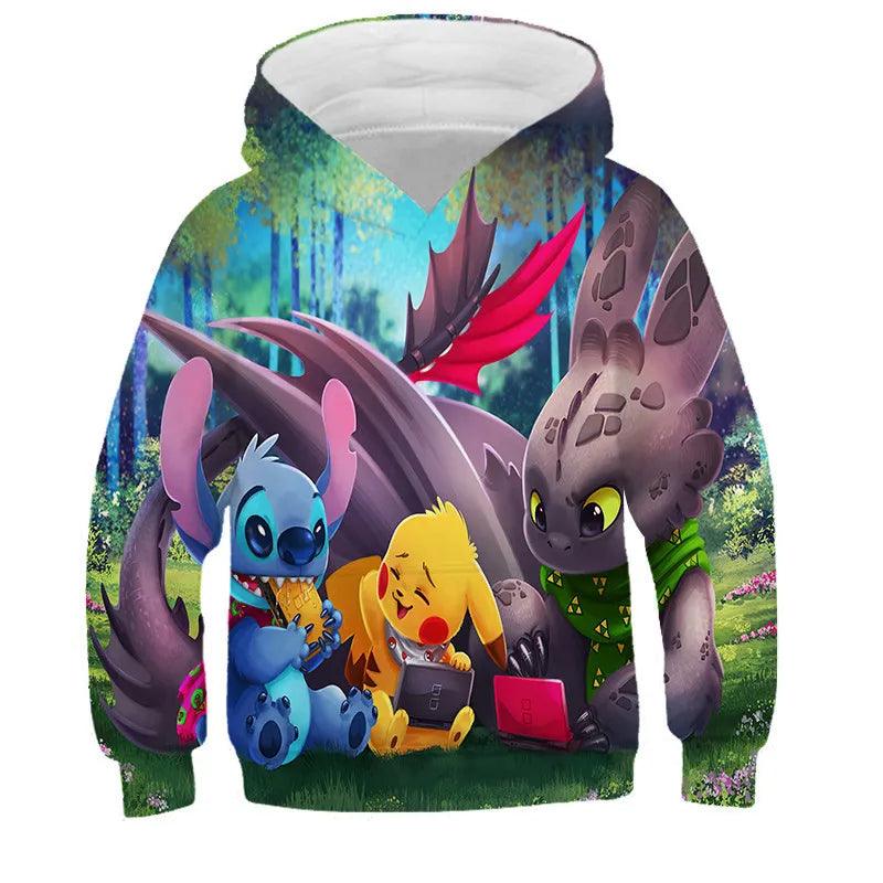 Casual Comfy Cartoon Printed Hooded Sweatshirt-Diaper Reusable