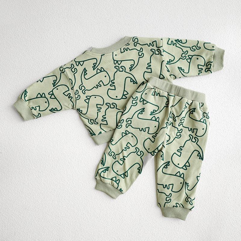 Cartoon Dinosaur Design Printed Set-Diaper Reusable
