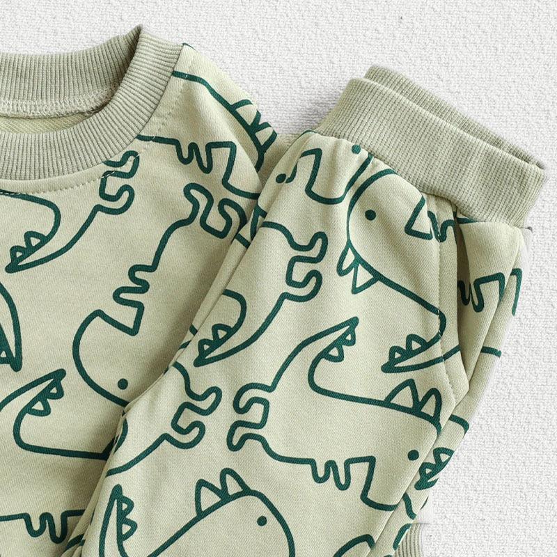 Cartoon Dinosaur Design Printed Set-Diaper Reusable