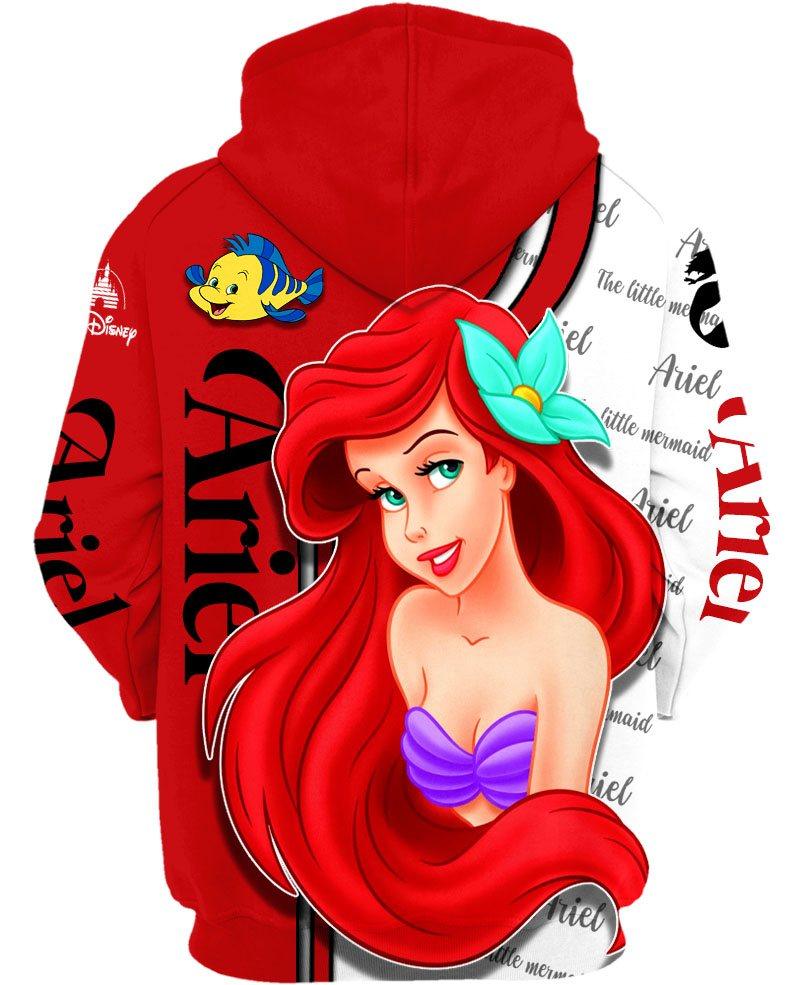 Children Ariel Zip Up Hoodie With Mermaid-Inspired Print-Diaper Reusable