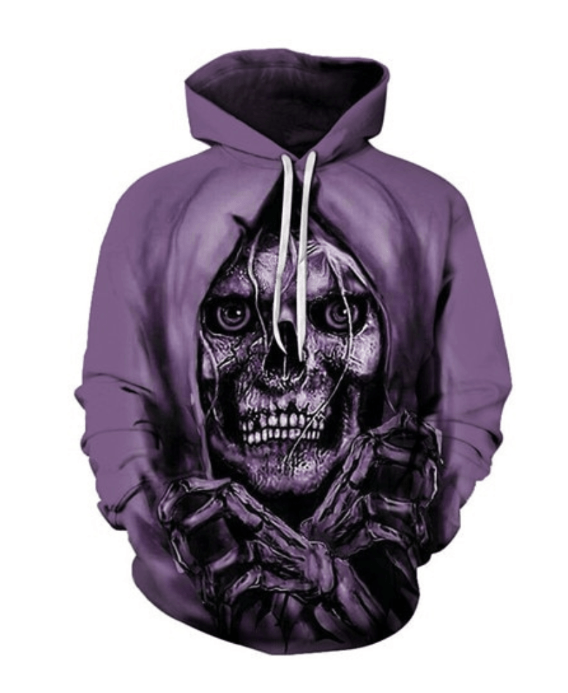 Skull Patterned Hoodie With A Unique Printed Graphic Design-Diaper Reusable