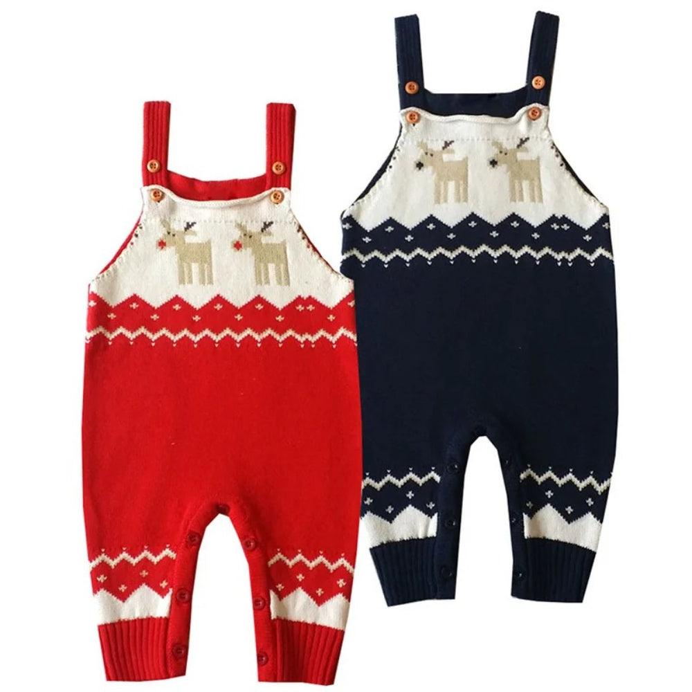 Christmas Sleeveless Strap Romper-Diaper Reusable