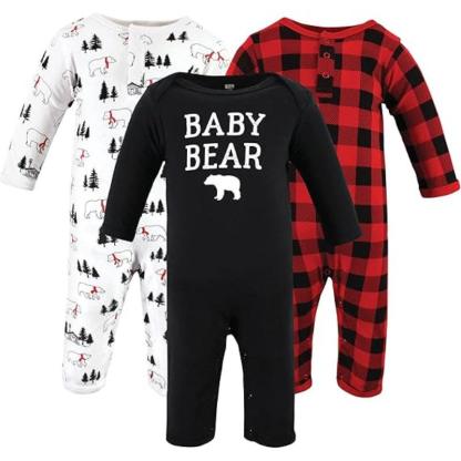 Plaid And Apple Print Baby Onesies-Diaper Reusable