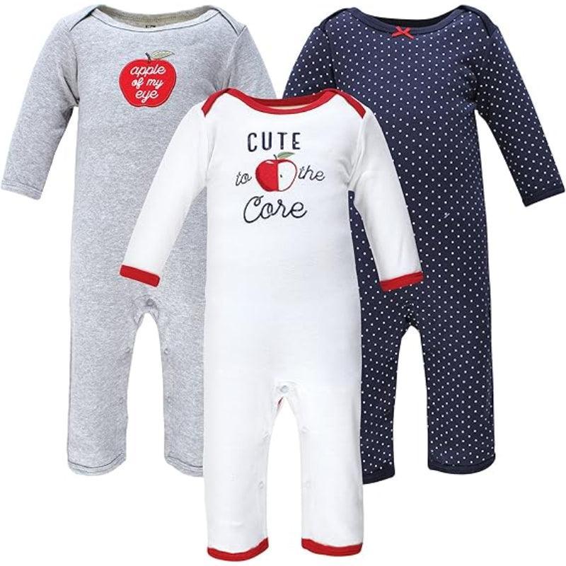 Plaid And Apple Print Baby Onesies-Diaper Reusable