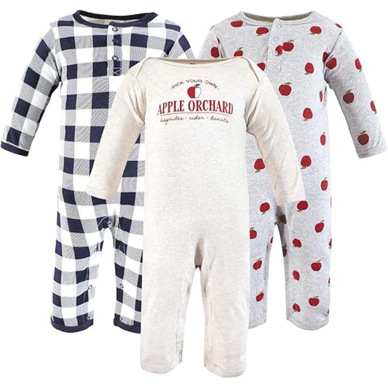 Plaid And Apple Print Baby Onesies-Diaper Reusable