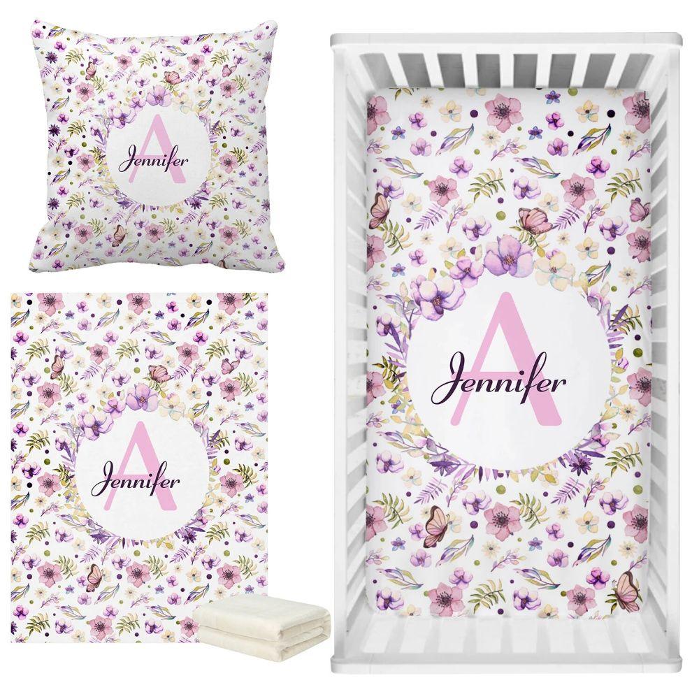 Custom Floral Crib Bedding Set-Diaper Reusable