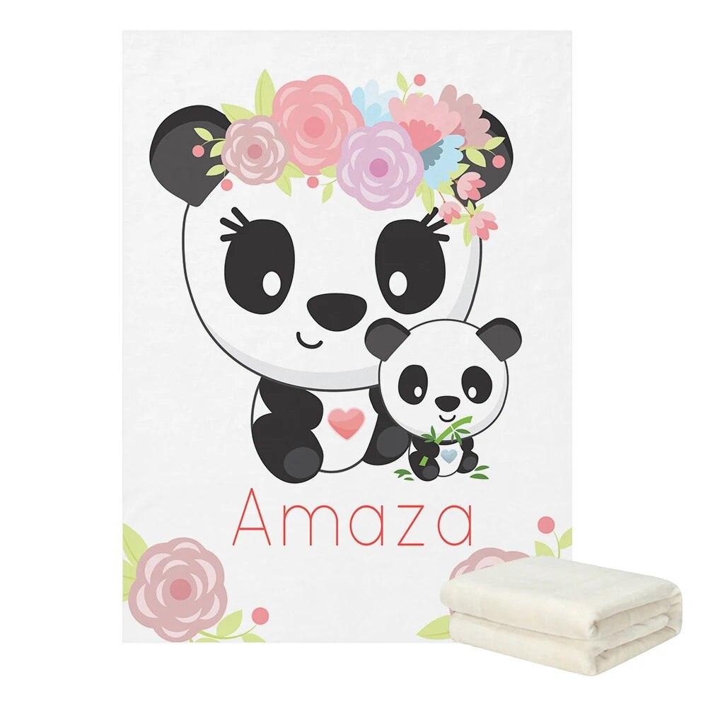Panda Floral Name Blanket-Diaper Reusable