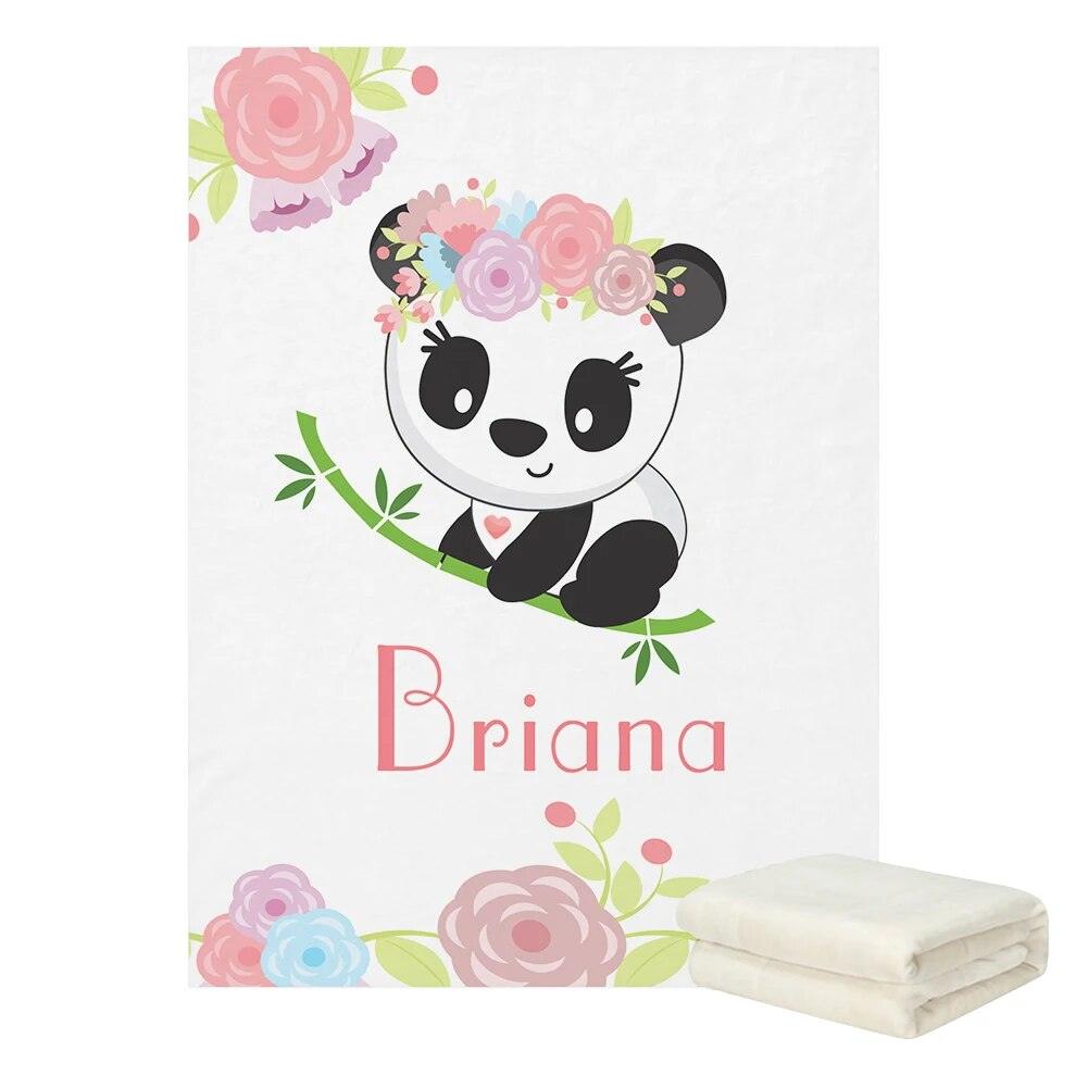 Panda Floral Name Blanket-Diaper Reusable