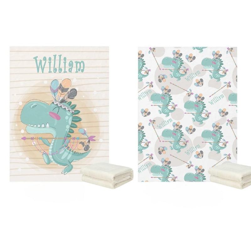 Customizable Dinosaur Fleece Blanket-Diaper Reusable