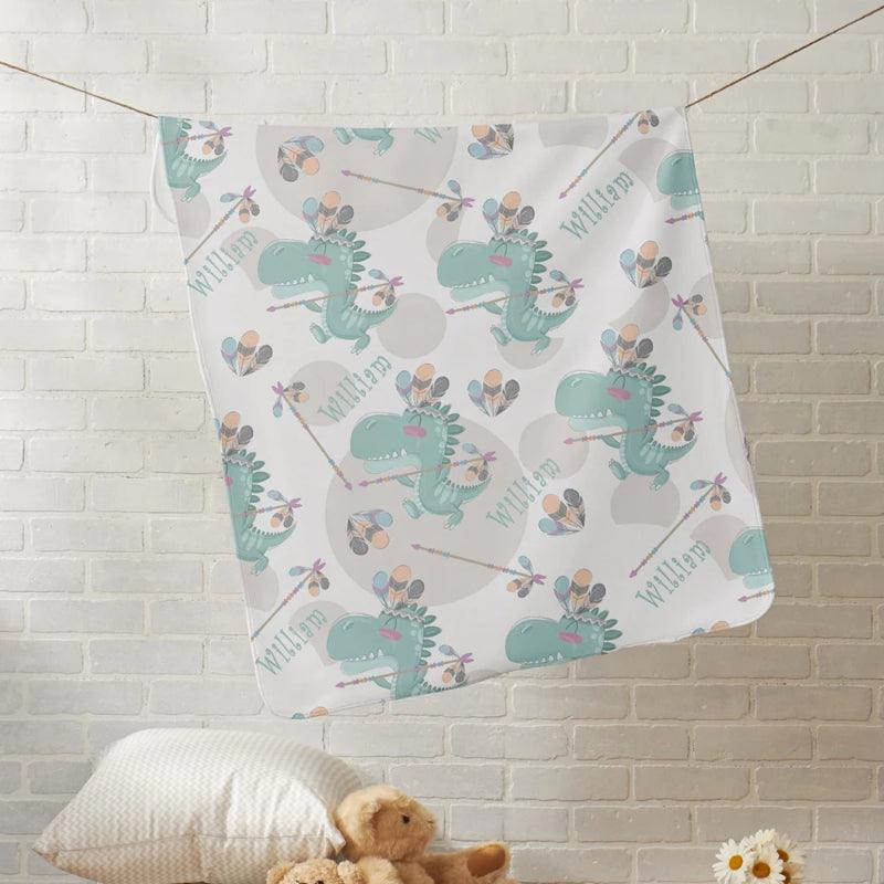 Customizable Dinosaur Fleece Blanket-Diaper Reusable