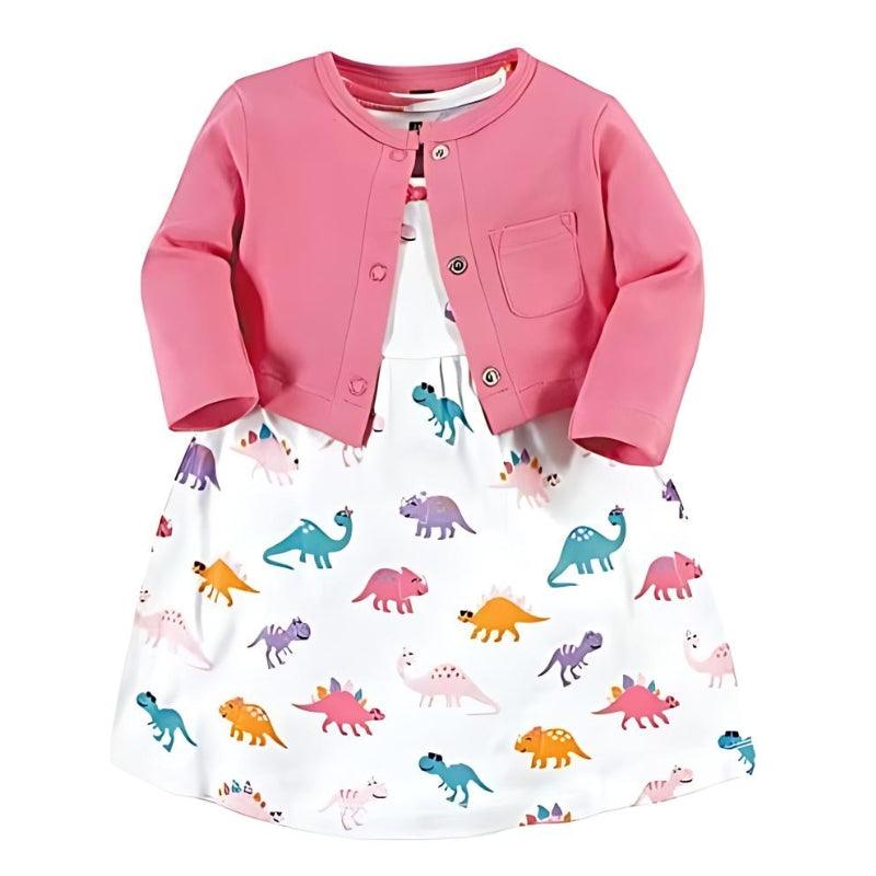 Cotton Dress Cardigan Set-Diaper Reusable