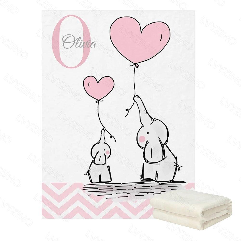 Elephant Balloon Name Blanket-Diaper Reusable