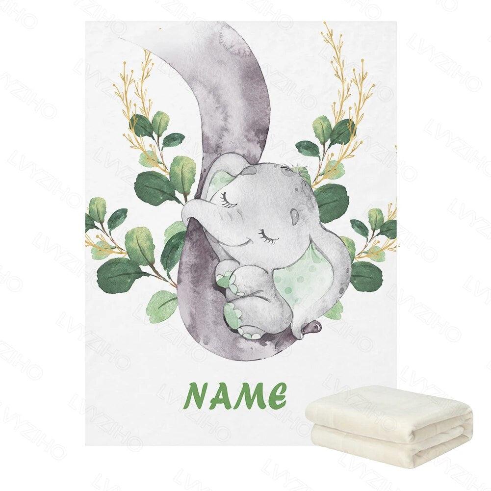 Elephant Balloon Name Blanket-Diaper Reusable