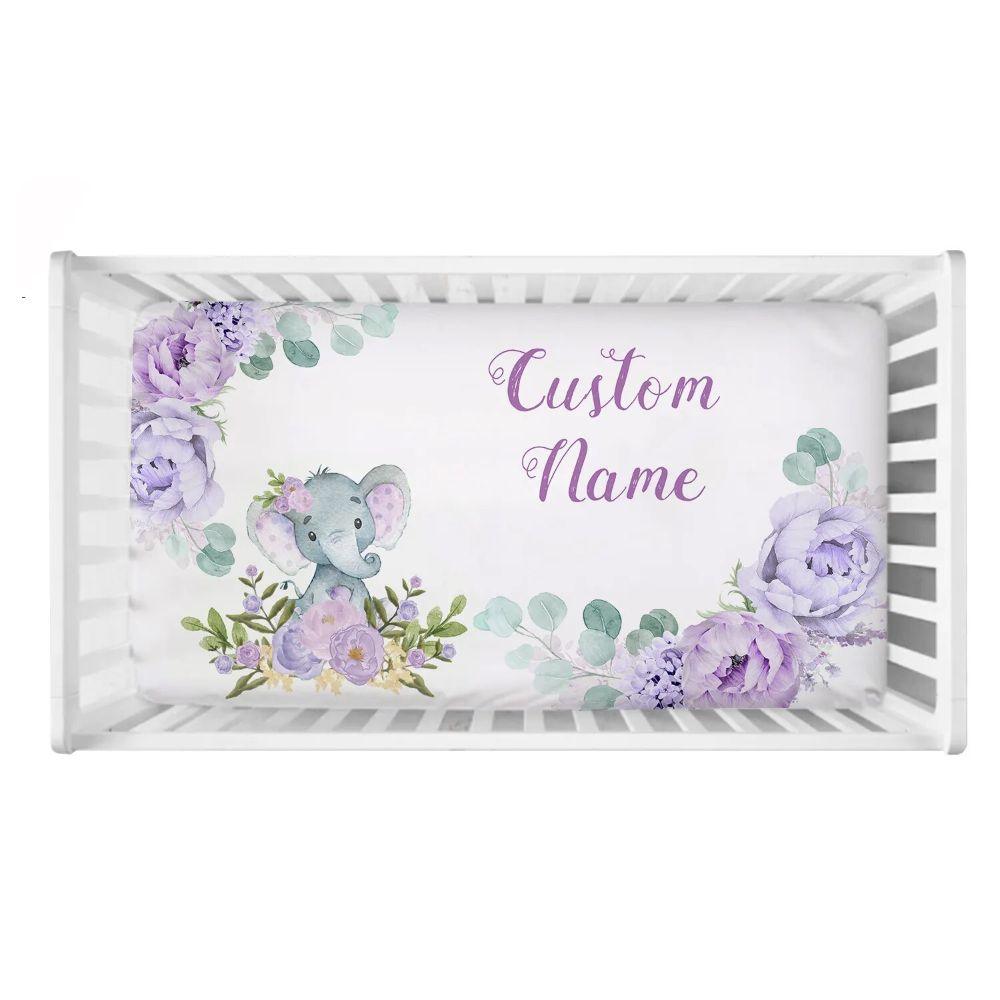 Custom Flower Elephant Crib Set-Diaper Reusable