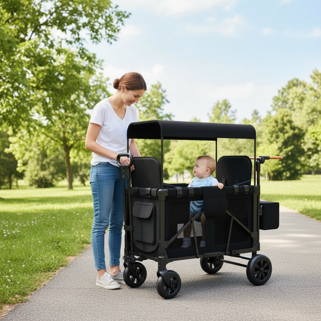 Dual Carriage Folding Wagon Stroller
