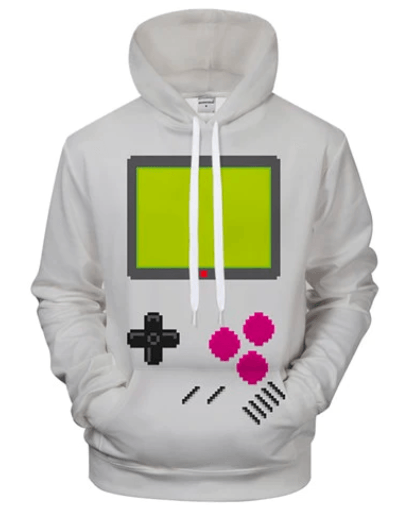 Children Gameboy Print Hoodie with Printed Design And Loose Fit-Diaper Reusable