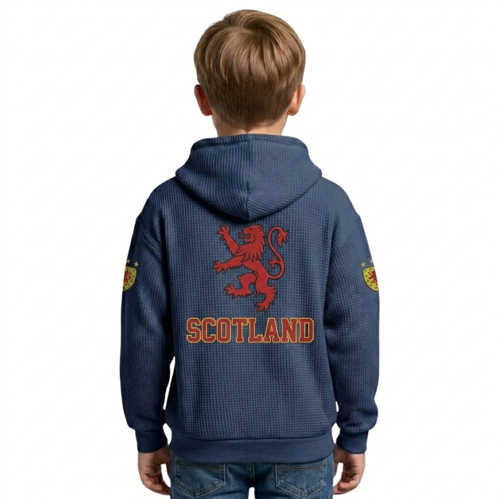 FIFA 2026 Scotland Printed Waffle Quarter Zip Football Fan Hoodie For Kids