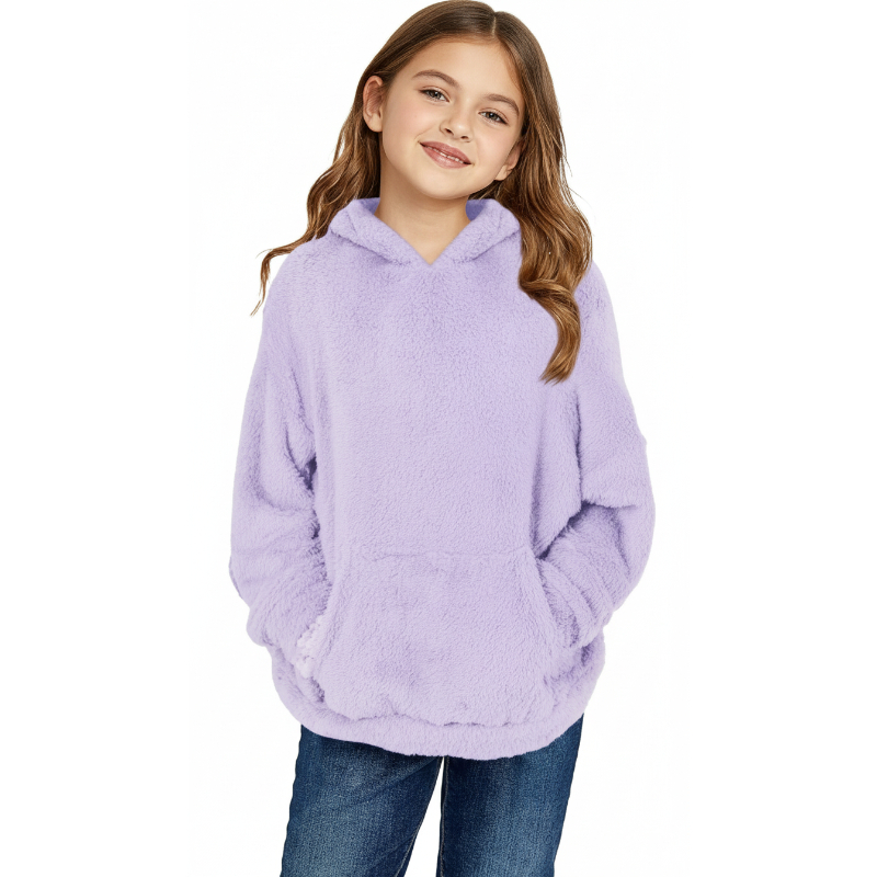Girls Fuzzy Fleece Pullover Hoodies Sweatshirt