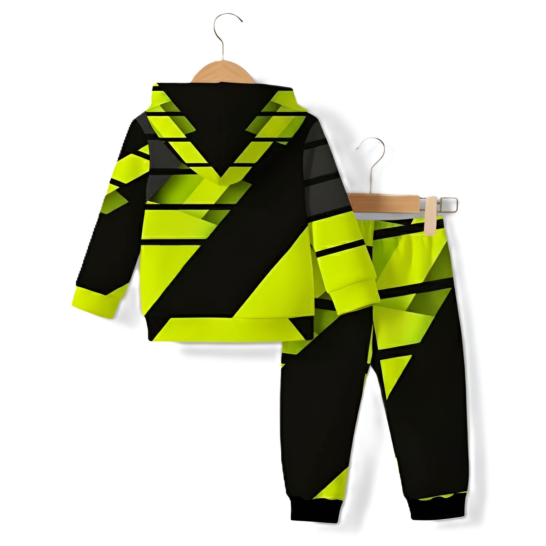 Hooded Sweatshirt And Pants Outfit With Two Toned Colorblock Style For Boy