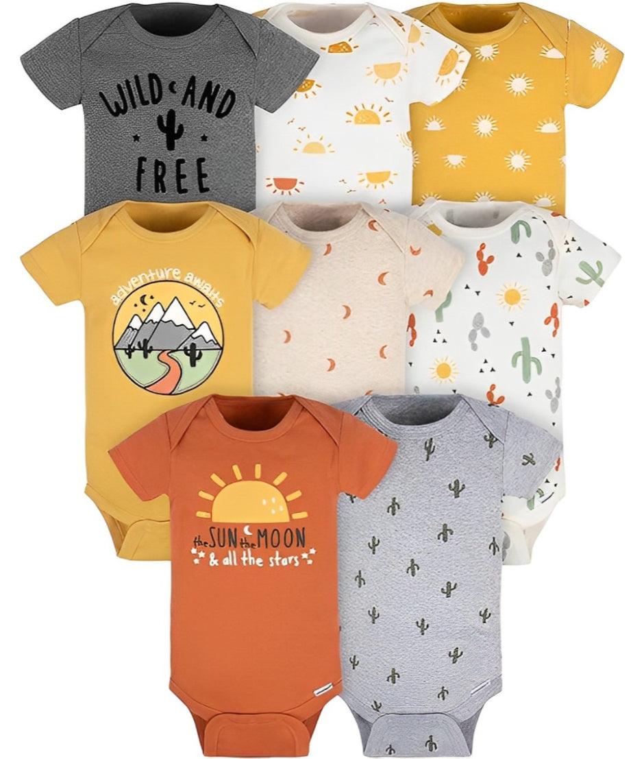 Infant Short Sleeve Bodysuits for Everyday Wear-Diaper Reusable